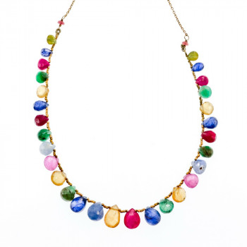 Sky Jewelry Серебряное ожерелье в позолоте с камнями агат   Настроение