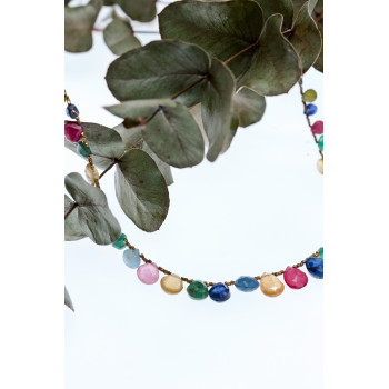 Sky Jewelry Серебряное ожерелье в позолоте с камнями агат   Настроение