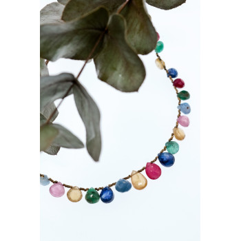 Sky Jewelry Серебряное ожерелье в позолоте с камнями агат   Настроение