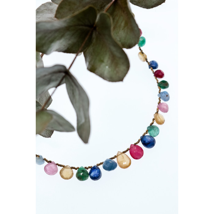 Sky Jewelry Серебряное ожерелье в позолоте с камнями агат   Настроение