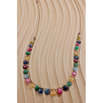 Sky Jewelry Серебряное ожерелье в позолоте с камнями агат   Настроение