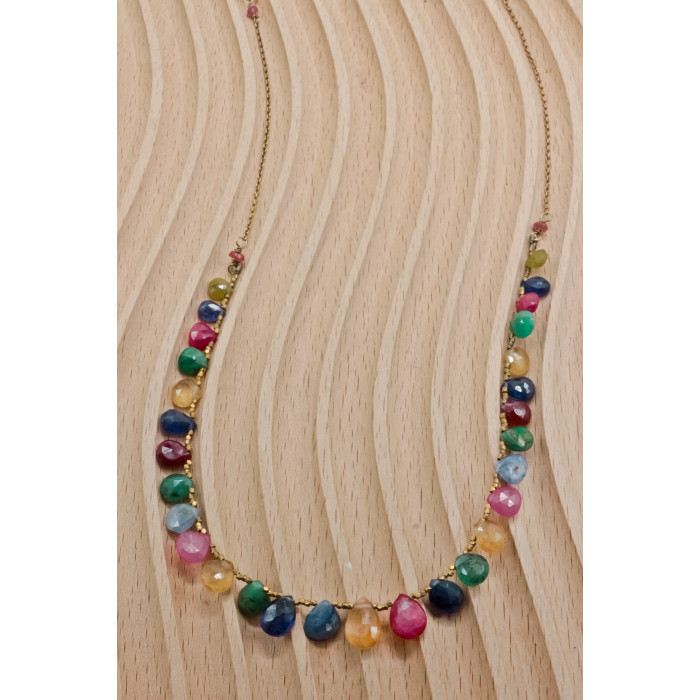 Sky Jewelry Серебряное ожерелье в позолоте с камнями агат   Настроение