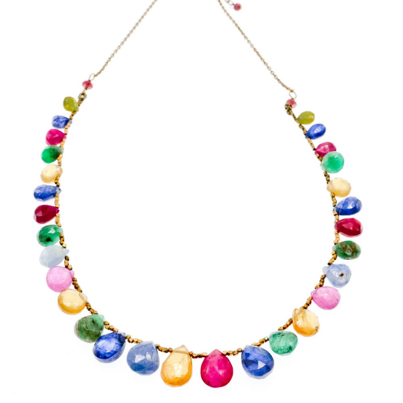 Sky Jewelry Серебряное ожерелье в позолоте с камнями агат   Настроение