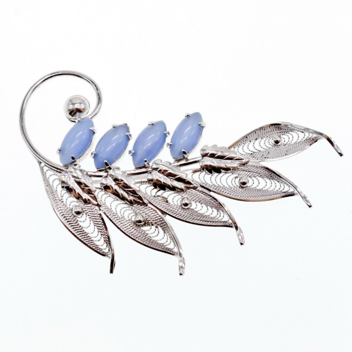 Sky Jewelry Серебряная брошь с камнями ларимар