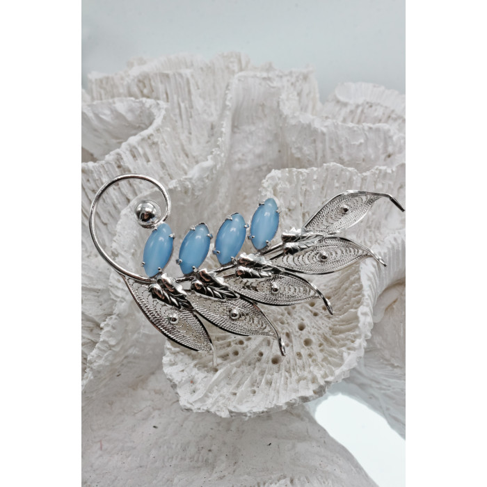 Sky Jewelry Серебряная брошь с камнями ларимар