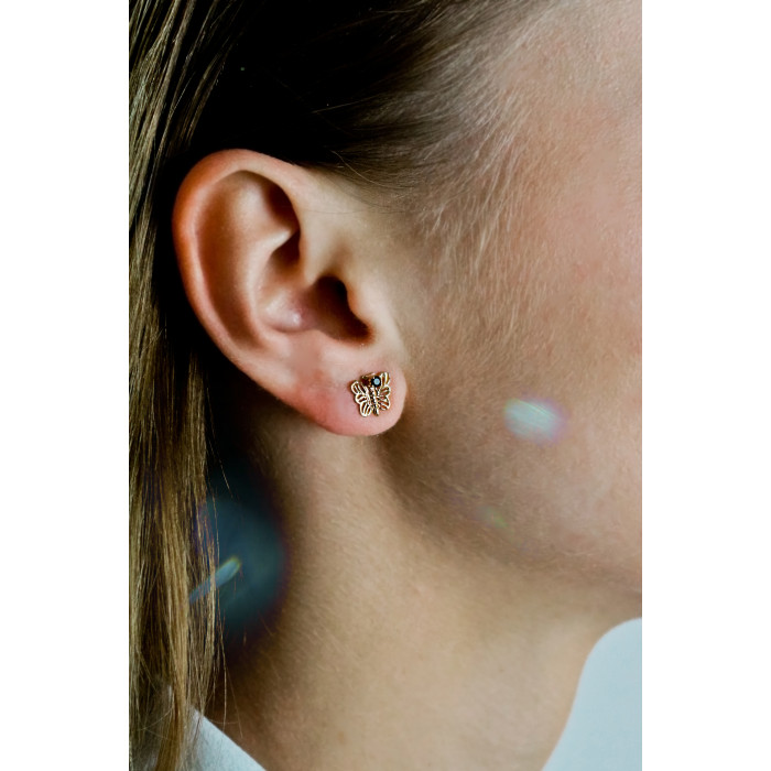 Sky Jewelry Золотые серьги с гранатом  Бабочка