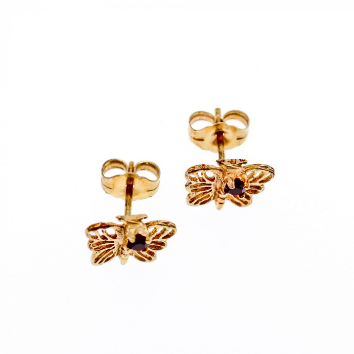 Sky Jewelry Золотые серьги с гранатом  Бабочка