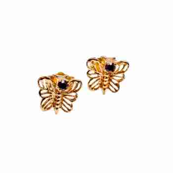 Sky Jewelry Золотые серьги с гранатом  Бабочка