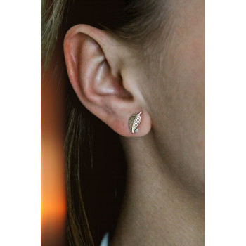 Sky Jewelry Золотые серьги с бриллиантом  Листва