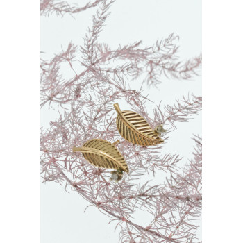 Sky Jewelry Золотые серьги с бриллиантом  Листва