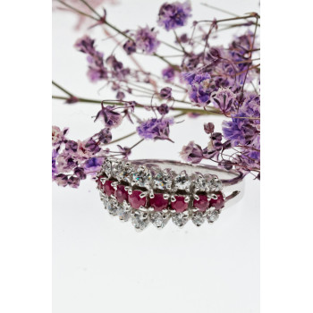 Sky Jewelry Серебряное кольцо с розовой шпинелью и фианитами  Сладость