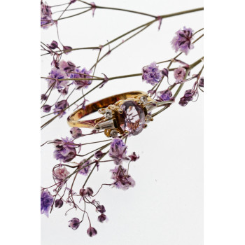 Sky Jewelry Серебряное кольцо в позолоте с иолитом и фианитами