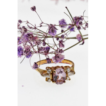 Sky Jewelry Серебряное кольцо в позолоте с иолитом и фианитами