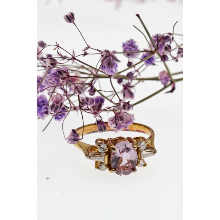 Sky Jewelry Серебряное кольцо в позолоте с иолитом и фианитами