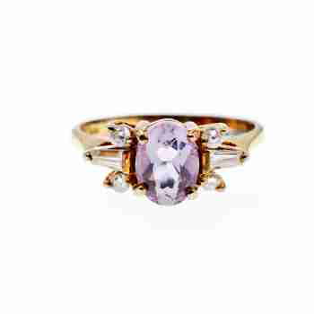 Sky Jewelry Серебряное кольцо в позолоте с иолитом и фианитами
