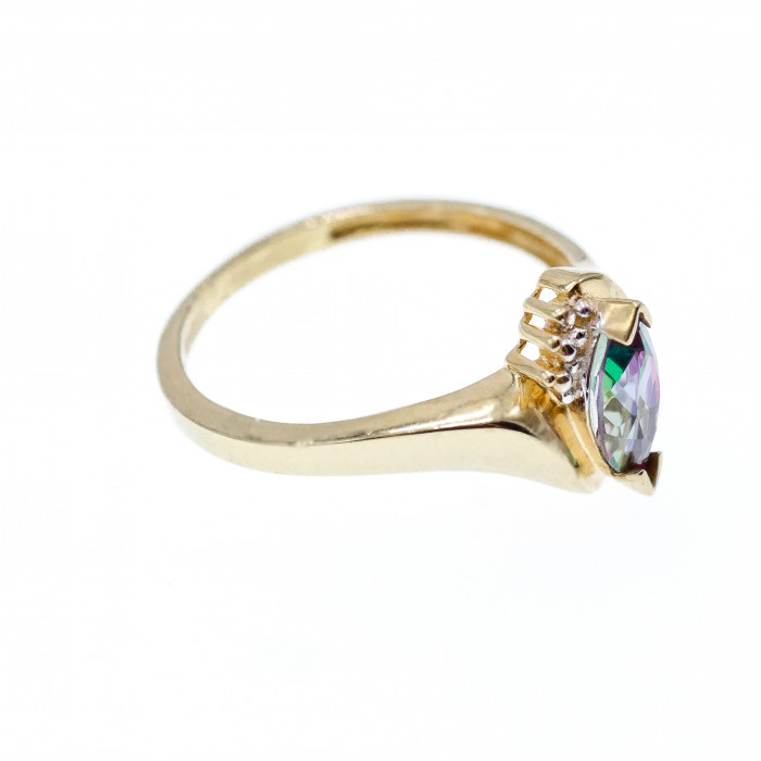Sky Jewelry Золотое кольцо с александритом и бриллиантами  Маркиз
