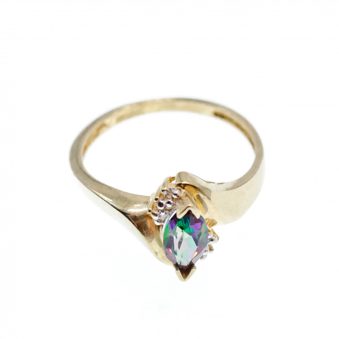 Sky Jewelry Золотое кольцо с александритом и бриллиантами  Маркиз