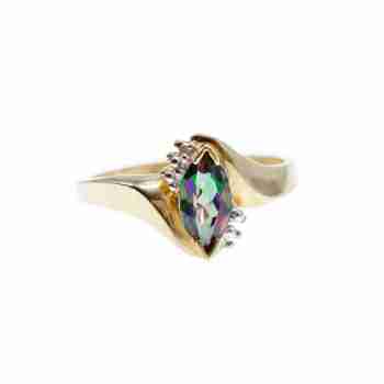 Sky Jewelry Золотое кольцо с александритом и бриллиантами  Маркиз