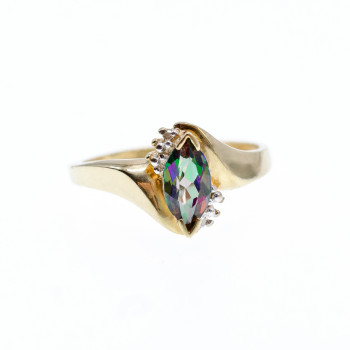 Sky Jewelry Золотое кольцо с александритом и бриллиантами  Маркиз