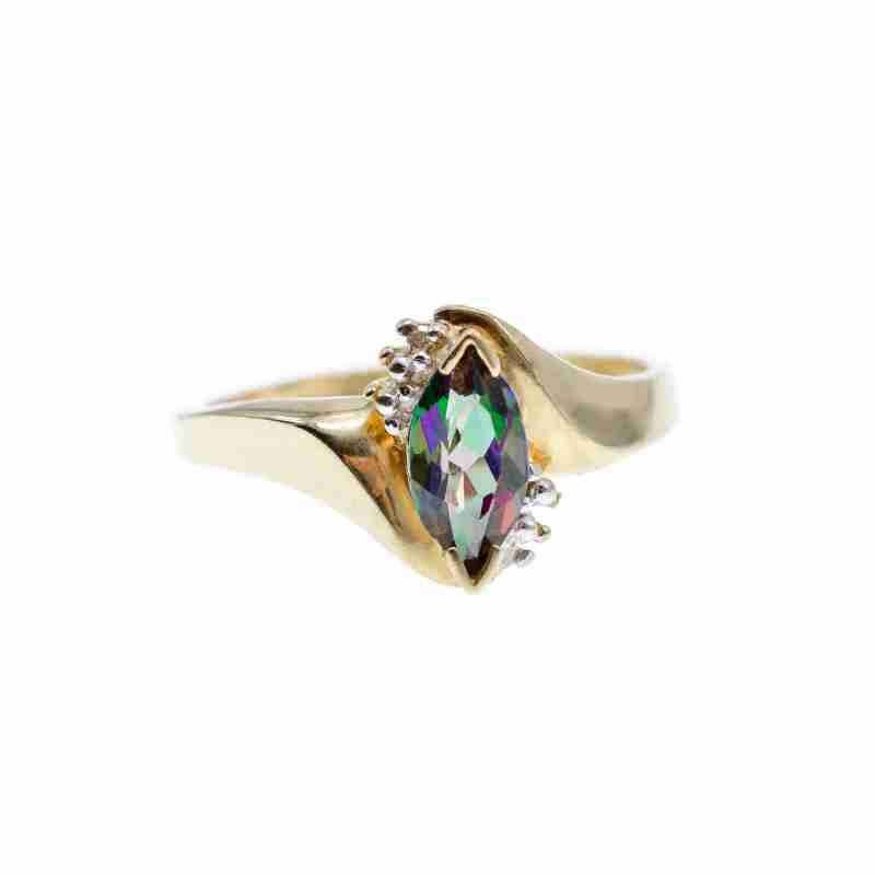 Sky Jewelry Золотое кольцо с александритом и бриллиантами  Маркиз