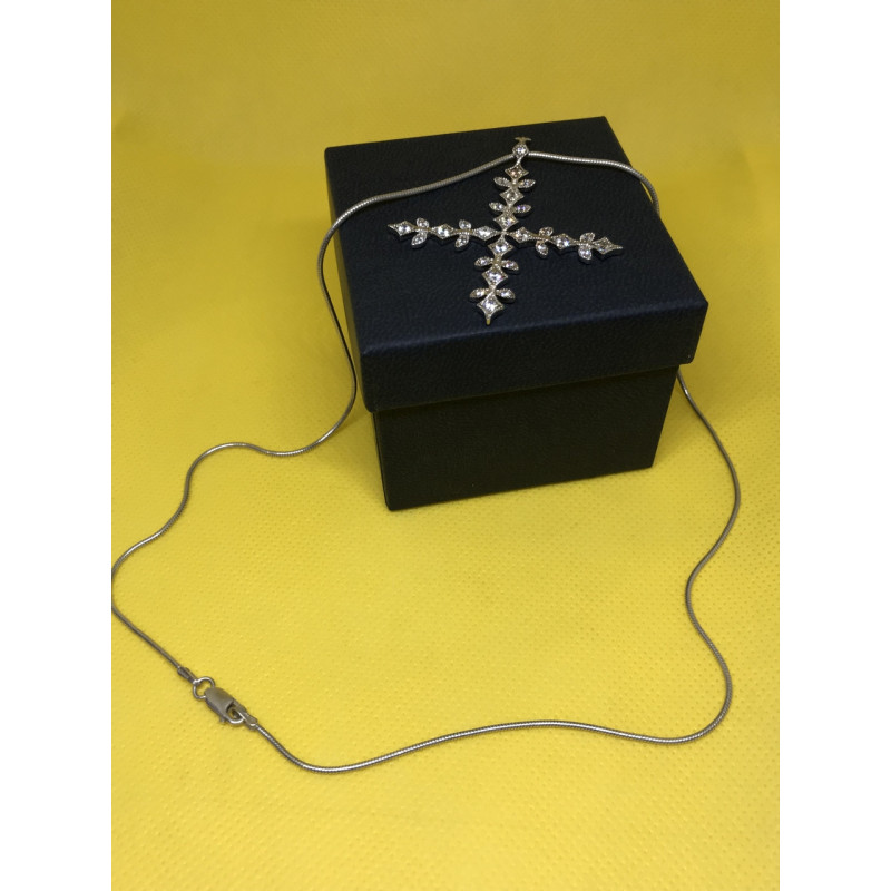 Sky Jewelry Цепочка и Кулон (снежинка)  серебро 925 пробы с фианитом