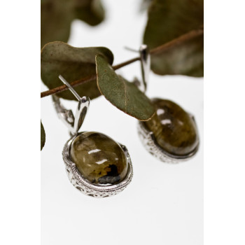 Sky Jewelry Серебряные серьги с камнем галиотис   Фантастика