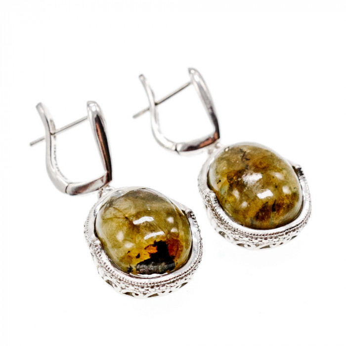 Sky Jewelry Серебряные серьги с камнем галиотис   Фантастика