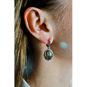 Sky Jewelry Серебряные серьги с камнем галиотис   Фантастика