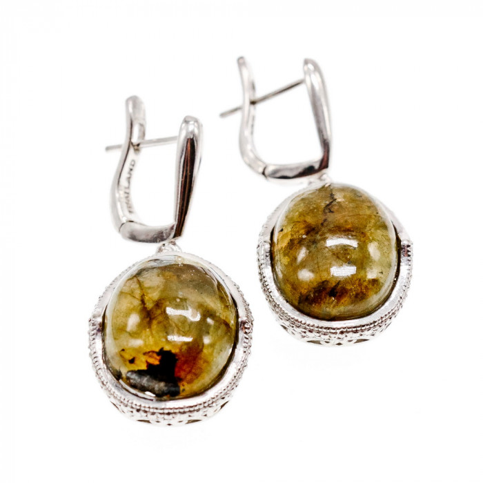 Sky Jewelry Серебряные серьги с камнем галиотис   Фантастика