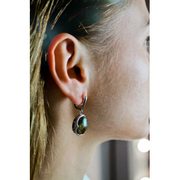 Sky Jewelry Серебряные серьги с камнем галиотис   Фантастика