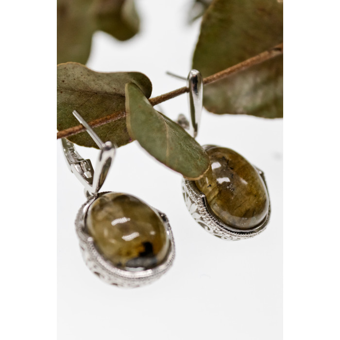 Sky Jewelry Серебряные серьги с камнем галиотис   Фантастика