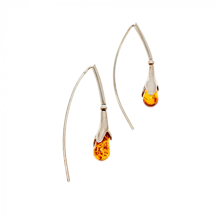 Sky Jewelry Серебряные серьги с янтарем  Дизайн