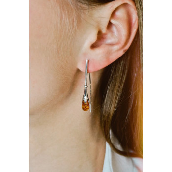 Sky Jewelry Серебряные серьги с янтарем  Дизайн