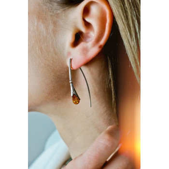 Sky Jewelry Серебряные серьги с янтарем  Дизайн