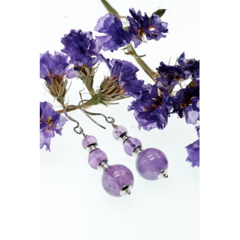 Sky Jewelry Серебряные серьги с аметистом  Романтика