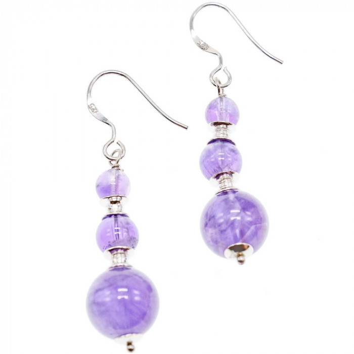 Sky Jewelry Серебряные серьги с аметистом  Романтика