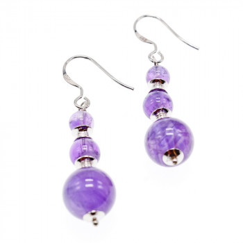 Sky Jewelry Серебряные серьги с аметистом  Романтика