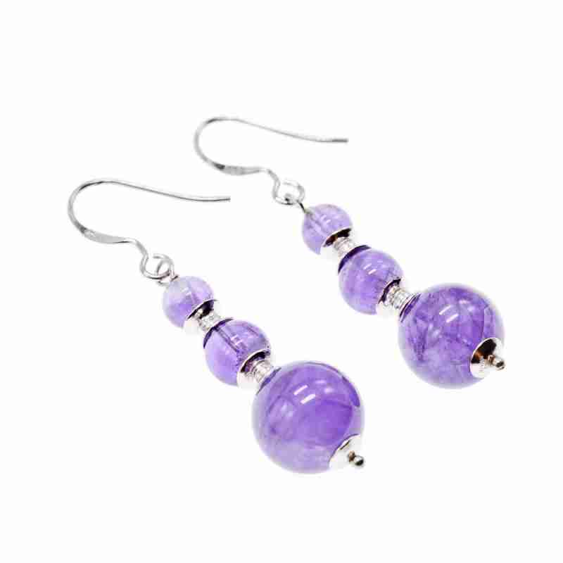 Sky Jewelry Серебряные серьги с аметистом  Романтика