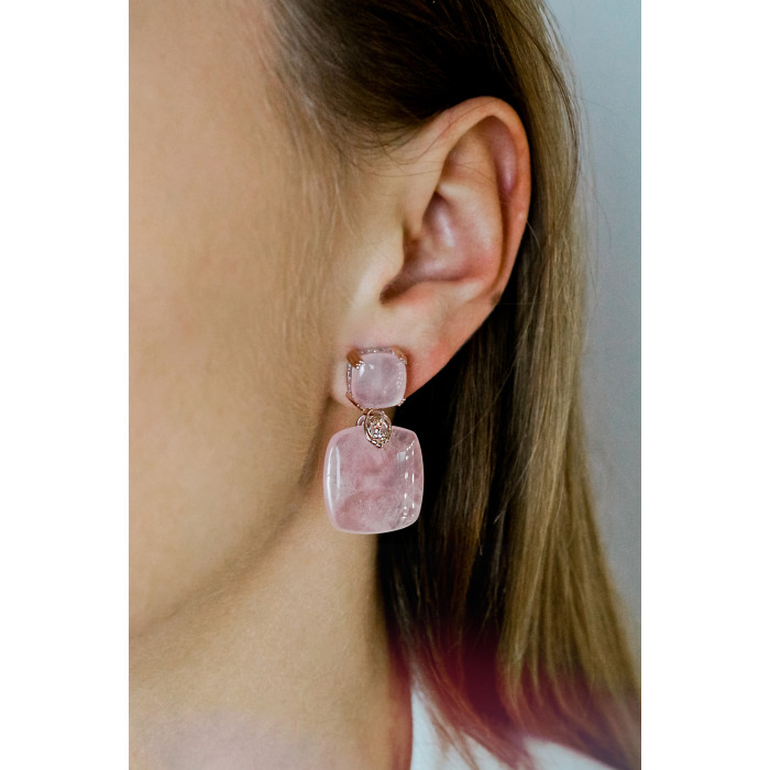 Sky Jewelry Серебряные серьги с морганитом  Нежность