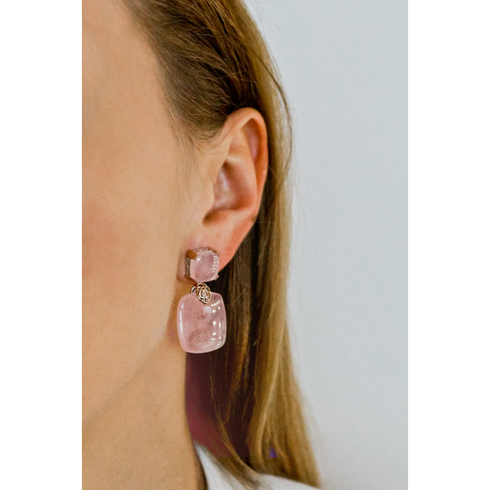 Sky Jewelry Серебряные серьги с морганитом  Нежность