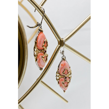 Sky Jewelry Серебряный серьги с позолотой с камнями агат и спессартин