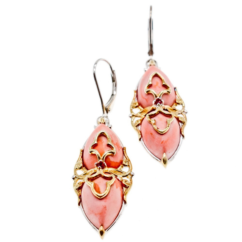 Sky Jewelry Серебряный серьги с позолотой с камнями агат и спессартин