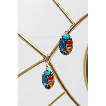 Sky Jewelry Серебряные серьги с камнями яшма  Радуга