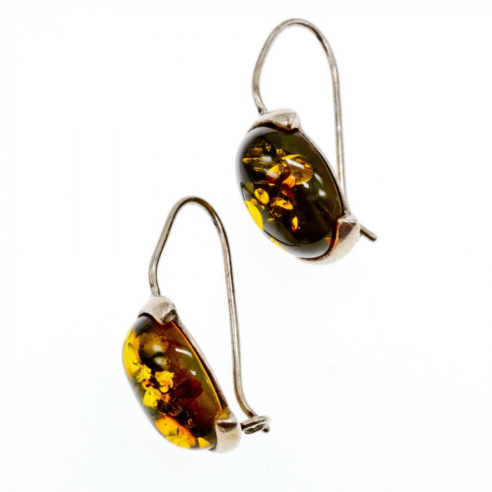 Sky Jewelry Серебряные серьги с янтарем Стихия