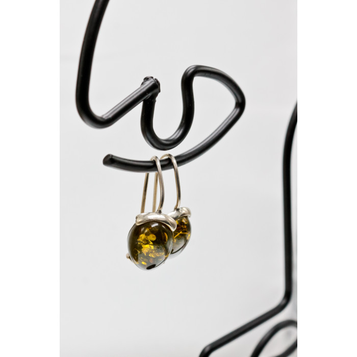 Sky Jewelry Серебряные серьги с янтарем Стихия