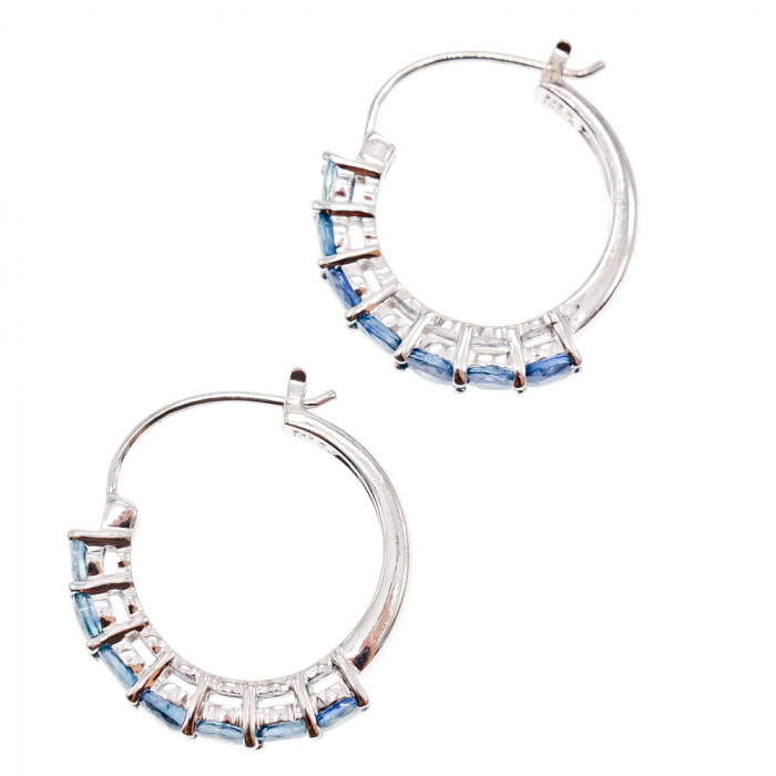 Sky Jewelry Серебряные серьги с аквамарином  Волна