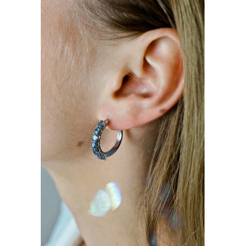 Sky Jewelry Серебряные серьги с аквамарином  Волна