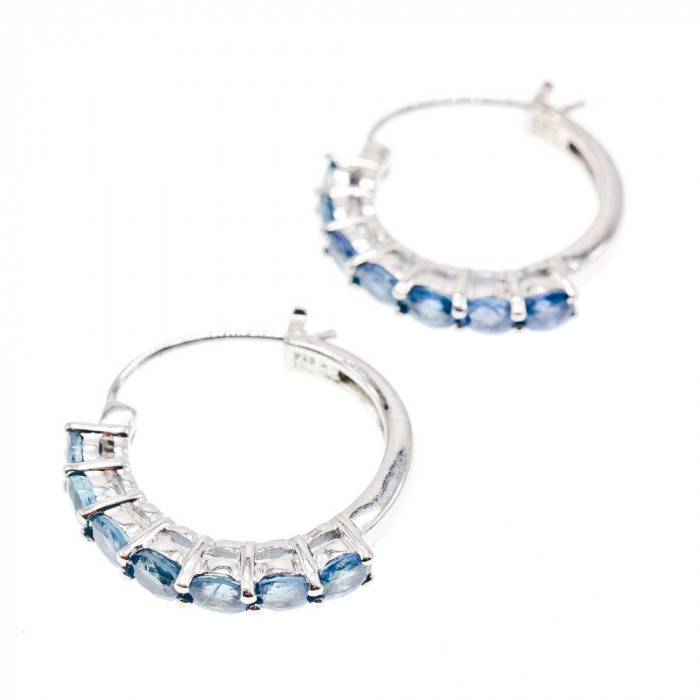 Sky Jewelry Серебряные серьги с аквамарином  Волна