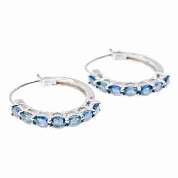Sky Jewelry Серебряные серьги с аквамарином  Волна