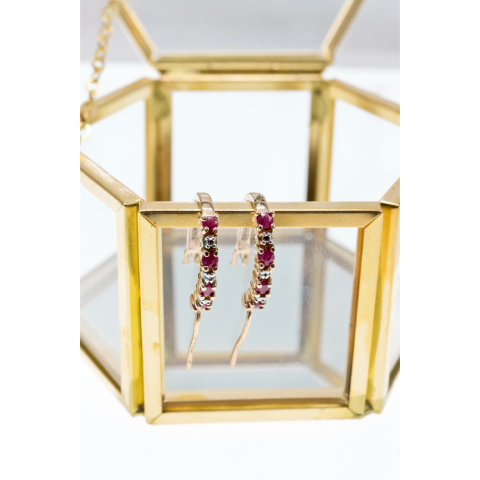 Sky Jewelry Серебряные серьги с позолоте со шпинелью  Романтика